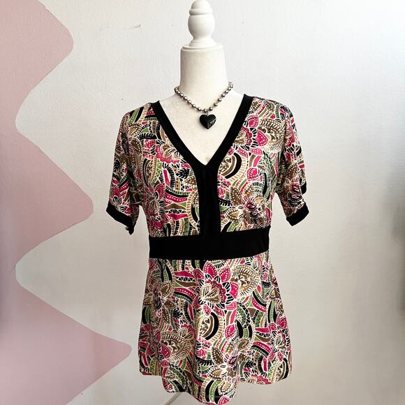 Vintage Floral Babydoll Top Y2K 2000s Fairycore Indie Sleaze Retro Large - Picture 1 of 6